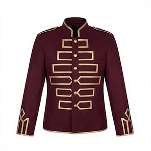 Veste d'hiver Hussar en laine 100% bordeaux pour homme, col montant, style uniforme, manches longues, boutonnée, coupe-vent, réversible, respirante - Product Image 1