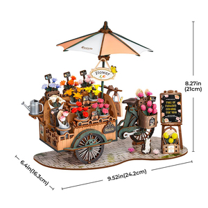 Robotime Rolife Bois Artisanat Décor À La Maison <span class=keywords><strong>DIY</strong></span> Cadeau Jouets À La Main Modèle Kit TGS03 Fleur Chariot 3D Puzzles En Bois - Product Image 3