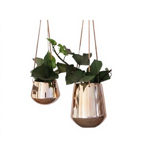 Ensemble de 2 pots suspendus de différentes tailles et formes, qualité supérieure, en cuivre, pour plantes suspendues, très demandés - Product Image 1