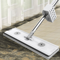Serpillère plate mains libres auto-essoreuse, outil de nettoyage de sol, tête en microfibre 45 cm, manche en acier inoxydable, utilisation humide et sèche