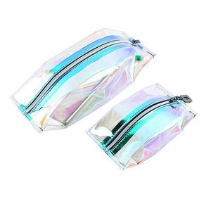 Wholesale Travel Zipper Waterproof TPU Makeup Brush Cosmetic Case Holographic Make up <b>Bags</b> for Women - Product Image 2