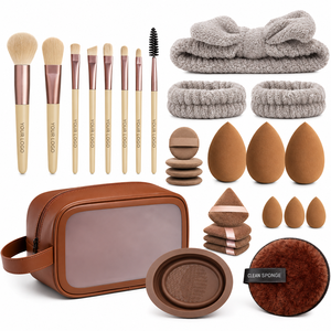 Lot de 20 outils de beauté : Grand ensemble de pinceaux et éponges de maquillage pour le visage, les yeux, le <span class=keywords><strong>blush</strong></span> et la poudre - Product Image 1