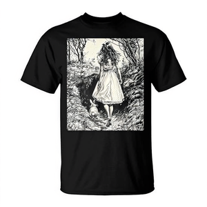 Camiseta de manga corta con estampado digital de fantasía vintage de Down The Rabbit Hole, unisex, para adultos, con cuello redondo - Product Image 3