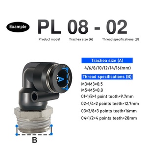 HOFUJNG Conectores Neumáticos de Codo Macho de 8mm PL, Accesorios de Línea de Aire con Rosca Macho 1/2 BSPT, Conectores de Plástico de Empuje Rápido - Product Image 4
