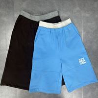 Celana Pendek Double Waist Setelan Lutut untuk Pria 100% Katun Bordir Celana Pendek Streetwear Unisex
