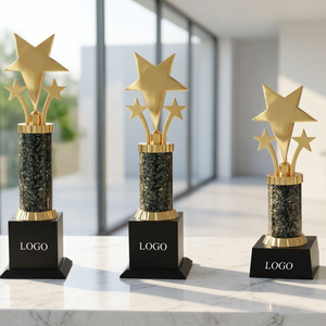 Trofeo Deportivo y de Juegos Portátil con Base Negra de 3 Estrellas, Modelo 547 de Metal Fundido a Presión de POOJA GIFT CORPORATION - Product Image 1