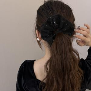 Coletero <span class=keywords><strong>de</strong></span> Tela con Diseño <span class=keywords><strong>de</strong></span> Ondas y Puntos, Estilo Dulce para Mujer, Ideal para Cola <span class=keywords><strong>de</strong></span> Caballo Baja, Bodas y Eventos - Product Image 3