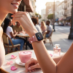 Bracelet de montre en silicone pailleté compatible avec Fitbit <span class=keywords><strong>Versa</strong></span> 4 <span class=keywords><strong>3</strong></span> / <span class=keywords><strong>Sense</strong></span> 2, bracelet de remplacement scintillant pour femmes et filles - Product Image 5