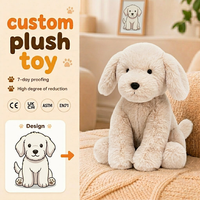 Peluche personnalisée chiot beige doux, jouet réaliste en peluche, adorable chien en peluche moelleux pour cadeau de vacances, décoration intérieure, faible MOQ, OEM, ODM