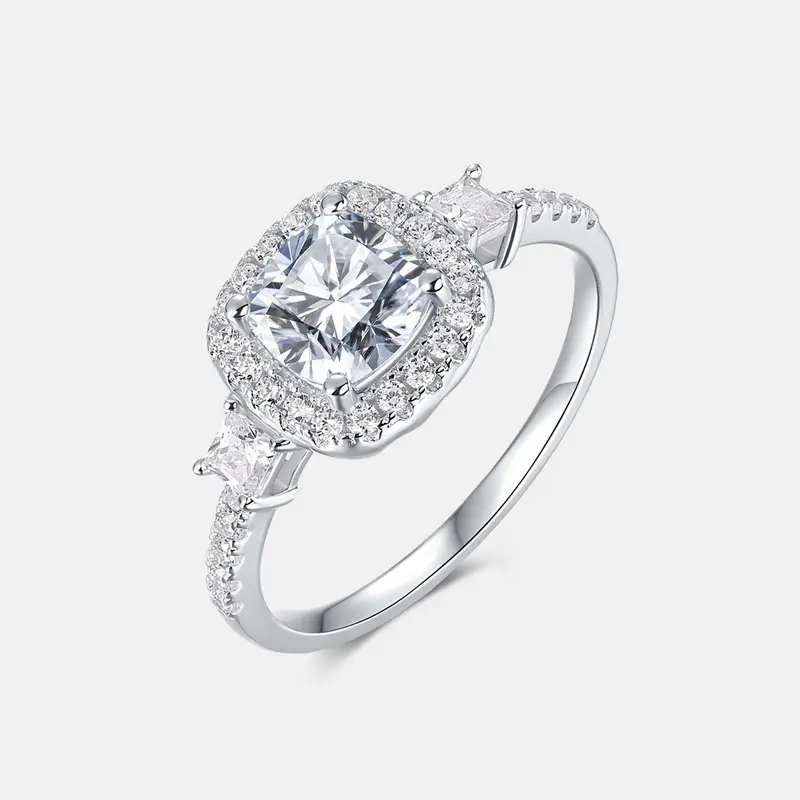 卸売1.0ct925スターリングシルバーVVS1Diamondモアッサナイトリング結婚指輪女性用