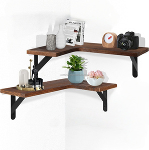 Étagères murales en bois à 2 niveaux en forme de L, <span class=keywords><strong>design</strong></span> flexible, étagères flottantes d'angle pour la décoration de la maison - Product Image 6