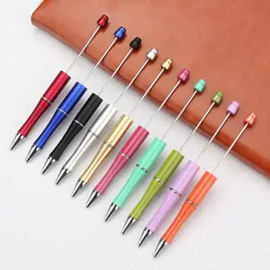 School Supply Plastic DIY beadable pen novelty Jewelry decorative charm gift ballpoint pen personalized beaded ballpen with logo