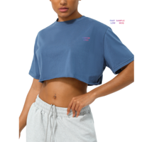 T-shirt en coton 100% de haute qualité OEM, logo personnalisé, t-shirt court uni, crop top pour femme