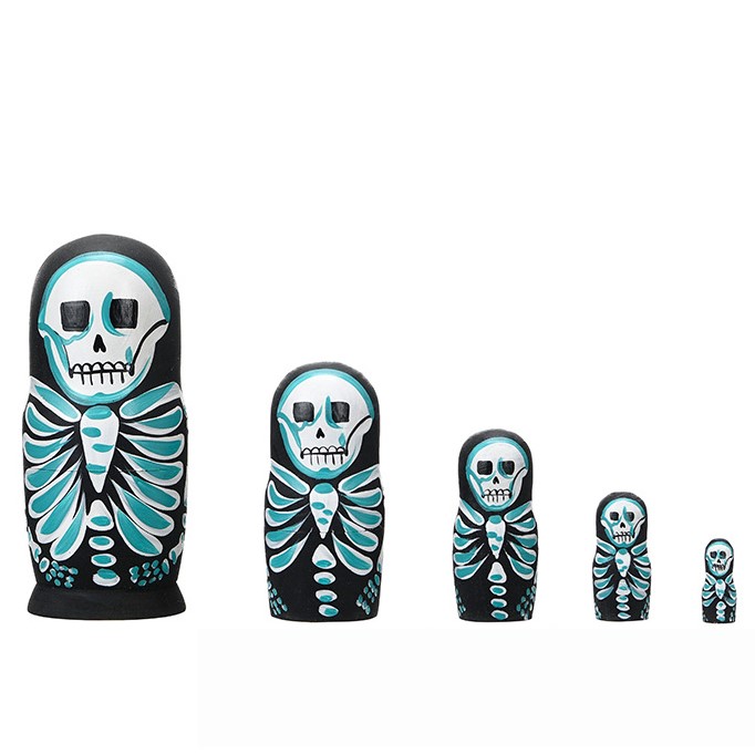 Деревянные русские куклы-матрешки для подарка на Хэллоуин