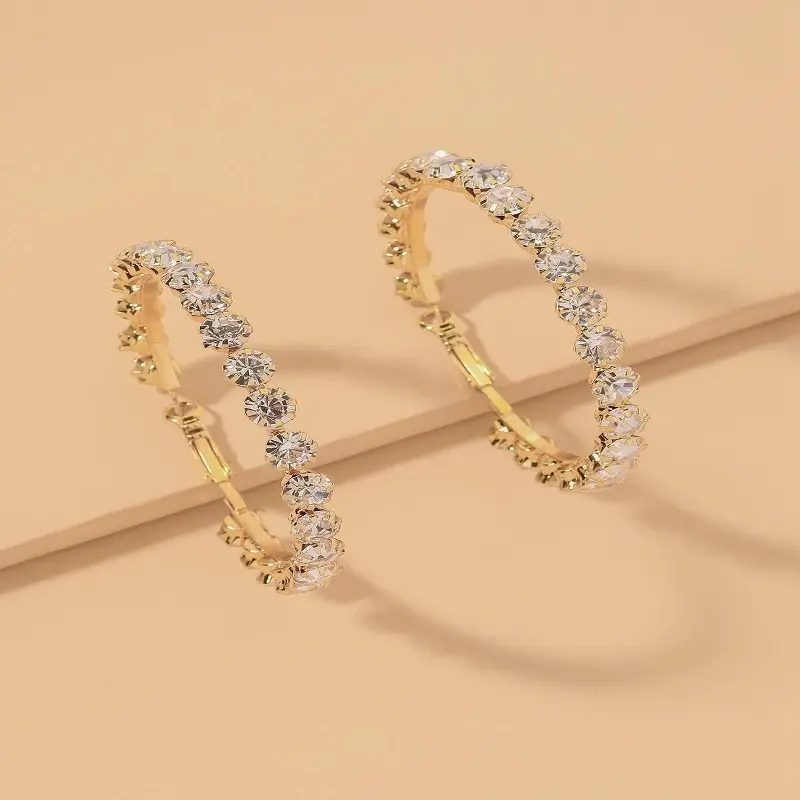 2021 large trendy diamond hoop earrings cz gold big hoop earring women