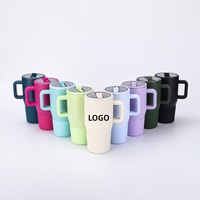 Nouvelle tasse Bingba de 20 oz du fabricant, avec poignée, en acier inoxydable 304, isotherme, avec paille, pour voiture, pour le commerce transfrontalier