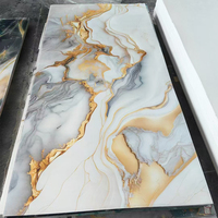 Panneau Mural en Contreplaqué Très Brillant, Feuille de Plastique Marbre UV Artificielle Étanche pour Décoration Intérieure