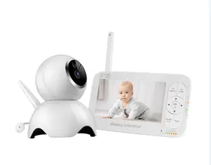 新款婴儿监视器5英寸HD1280P无线夜视，带两个婴儿摄像头双向通话液晶显示婴儿监控摄像头
