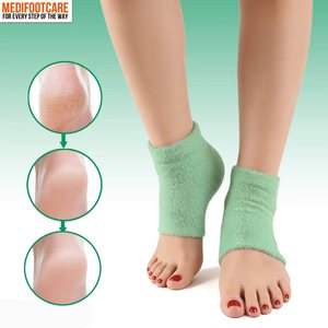 Chaussettes de traitement pour talons fissurés, pour pieds secs et gercés chez les femmes, avec jojoba et vitamine E, réparation intensive des talons, hydratation de nuit - Product Image 5