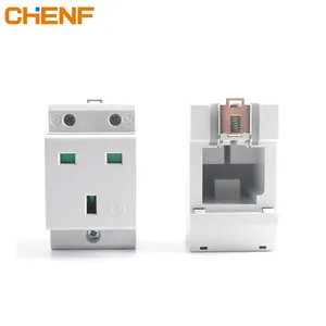 CHENF UK DIN Rail Socket Modular 250V 16A Safety Gate Socket For English M1363 Type 3P Industring Housing Power Socket