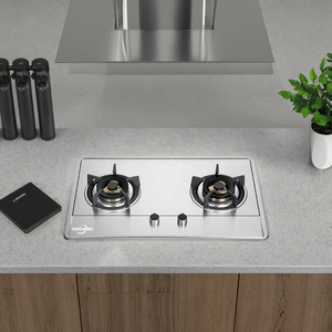 Placa de Gas de 2 quemadores con placa de cocina de acero inoxidable y soporte de sartén de hierro fundido, diseño Simple <span class=keywords><strong>para</strong></span> uso en hoteles, encimera de Gas - Product Image 5