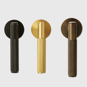 Dooroom Knurled Brass Door Lock Handles Lever Set Interior Magnetic Private Passage <b>Dummy</b> EU Cylinder - Product Image 6