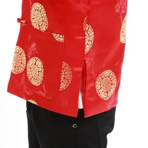 <strong>Men</strong> Tang Suit <strong>Jacket</strong> Chinese Style Stand Collar Shirt Red Single Breasted Printed <strong>Festive</strong> Long Sleeve New Year <strong>Jacket</strong> - Product Image 6