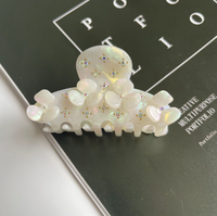 Accessoire de cheveux incrusté de diamants de style rétro coréen pince à griffes en forme de fleur pince à vinaigre étincelant-matériau en acétate de plastique