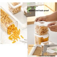 Recipiente Cuadrado Transparente Hermético de PET de Primera Calidad, Estilo Japonés, para Leche en Polvo, Cereales Integrales, Cocina