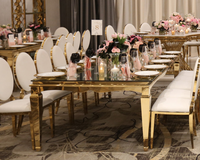 Ensemble de table et de chaises de salle à manger en acier inoxydable moderne et romantique pour hôtels, mariages, restaurants
