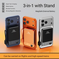 Cargador Inalámbrico Magnético Ultrafino 2 en 1 con Soporte y Cable, Carga Rápida de 22.5W, Pantalla Digital, Banco de Energía de 5000mAh/10000mAh, Tipo-C
