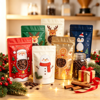 Sachets d'emballage cadeau imprimés Joyeux Noël, refermables avec fermeture éclair, sacs Mylar autoportants pour bonbons et biscuits