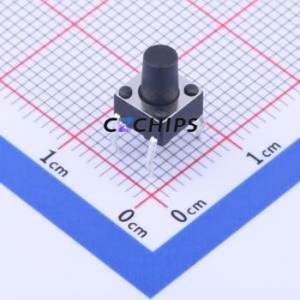 GT-TC096C-H080-L1 Tactile Switch Through hole-4P,6x6mm Switch Single Pole Single Throw Round Button 1N Through Hole - Product Image 1