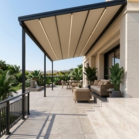 Pergola motorisée rétractable en PVC imperméable et résistante aux UV pour restaurant et repas en plein air (commande en gros)