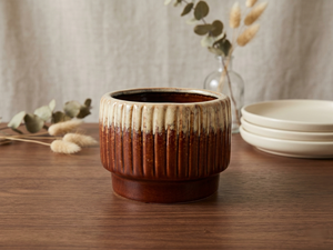 <span class=keywords><strong>Maceta</strong></span> de Cerámica Retro Marrón de 14.9cm con Esmalte Reactivo, Diseño Único en Relieve, para Suculentas, Decoración de Jardín, Venta al Por Mayor - Product Image 3