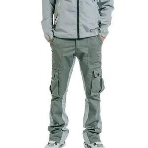 Wholesale Cargo Pants High Quality Casual Flare Cargo Pants Outdoor Stacked Sports Pants Flared Patchwork Cargo Trousers For Men