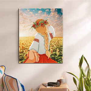 Vẽ tranh bằng số phong cách Anime một cô gái tóc vàng trong cánh đồng hoa hướng dương tự làm tranh sơn dầu bằng số nghệ thuật sáng tạo trên vải - Product Image 2