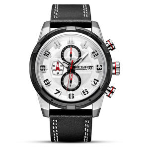 Montre chronographe sport multifonctionnelle pour homme en cuir véritable à quartz - Product Image 5