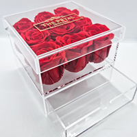 Boîtes à fleurs modernes pliables personnalisées de différentes tailles, grandes, moyennes et petites, boîte en acrylique Infinity Rose