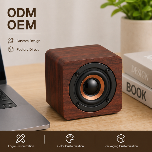 Factory Custom Wooden Bluetooth Speaker Mini Wireless 3W Portable Audio for Mobile Phones and Desktop