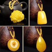 YL Collier long pendentif de deuxième génération en plastique jaune fluorescent à motif floral, pour pull, très vendu en direct