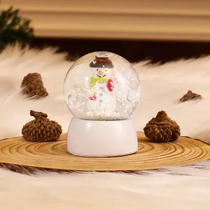 Globo de água de resina para neve, brilho de água personalizado, branco, neve, base, boneco de neve, decoração de natal, globo de neve