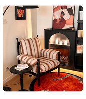 Fauteuil de salon/balcon rétro français en bois rouge, style moderne du milieu du siècle, avec dossier en acier et revêtement en tissu, garni d'éponge