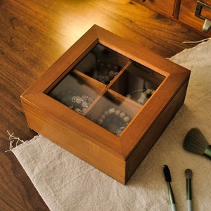Retro Solid Wood Desktop Jewelry <b>Box</b> With Glass Lid 12 Compartments For Bracelets And Accessories Storage Organizer - Product Image 2