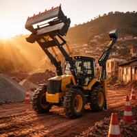 Everstar Harga Terjangkau 4WD Wheel Loader Backhoe Loader Mesin Diesel Hidrolik untuk Konstruksi Perkotaan, Pertanian, Penggalian, dan Pekerjaan Pemuatan