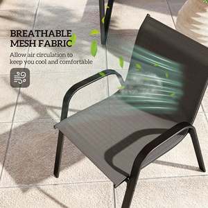 AJUNION all'ingrosso 4 pezzi in rete traspirante esterno Set di mobili <span class=keywords><strong>da</strong></span> <span class=keywords><strong>giardino</strong></span> impilabili poltrone in acciaio verniciato a polvere Set <span class=keywords><strong>da</strong></span> <span class=keywords><strong>salotto</strong></span> per balcone - Product Image 4