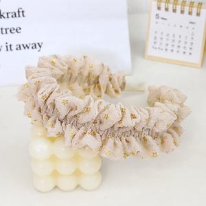 <span class=keywords><strong>Serre</strong></span>-tête coréen en mousseline de soie unie avec imprimé froissé et bronzé pour femme - Product Image 5