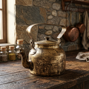 Vintage Metal Tea Kettle With <b>Lid</b> And Handle Water <b>Pot</b> For Tea Brewing - Product Image 2