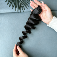 Extensions de cheveux humains brésiliens vierges, ondulés, à crocheter, sans nœuds, avec pointe en plume