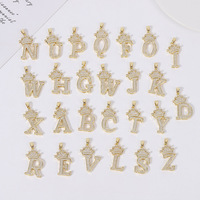 Bijoux de mode colliers faisant initiale or diamant personnalisé plaqué 18k m alphabet numéro lettre pendentif à breloque pour les femmes